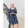 image:imageEkouaer 3 Pack Womens Long Sleeve Nightgowns Soft Sleep Shirt SleepwearBlack grey navy Flower