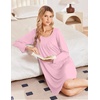 image:imageEkouaer 3 Pack Womens Long Sleeve Nightgowns Soft Sleep Shirt SleepwearBlack light Pink blue Floral