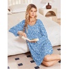 image:imageEkouaer 3 Pack Womens Long Sleeve Nightgowns Soft Sleep Shirt SleepwearBlue Floral lilac pink Floral