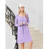 image:imageEkouaer 3 Pack Womens Long Sleeve Nightgowns Soft Sleep Shirt SleepwearNavy purple Floral green Floral