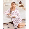 image:imageEkouaer 3 Pack Womens Long Sleeve Nightgowns Soft Sleep Shirt SleepwearWhite Pink Flower pink green Floral