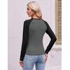 image:imageEkouaer 3 Pack Womens Long Sleeve Raglan Shirts Slim Fit Thermal TopsBlackWhiteBlack Grey Combo