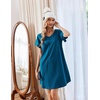 image:imageEkouaer Cotton Nightgowns for Women 3 Pack Short Sleeve Sleepshirts TshirtBlackBlue GreenWine Red