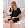 image:imageEkouaer Cotton Nightgowns for Women 3 Pack Short Sleeve Sleepshirts TshirtBlackGreyBlue Green