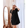 image:imageEkouaer Cotton Nightgowns for Women 3 Pack Short Sleeve Sleepshirts TshirtBlackGreyLeopard