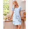 image:imageEkouaer Cotton Nightgowns for Women 3 Pack Short Sleeve Sleepshirts TshirtMoon StarMoon CloudsSheep
