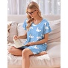 image:imageEkouaer Cotton Nightgowns for Women 3 Pack Short Sleeve Sleepshirts TshirtPink FloralPurple StarBlue Moon