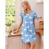 image:imageEkouaer Cotton Nightgowns for Women 3 Pack Short Sleeve Sleepshirts TshirtPink FloralPurple StarBlue Moon