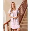 image:imageEkouaer Cotton Nightgowns for Women 3 Pack Short Sleeve Sleepshirts TshirtPink FlowerCoffeeMoon
