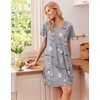 image:imageEkouaer Cotton Nightgowns for Women 3 Pack Short Sleeve Sleepshirts TshirtPink FlowerCoffeeMoon