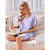 image:imageEkouaer Cotton Nightgowns for Women 3 Pack Short Sleeve Sleepshirts TshirtPurple FlowerPink FloralBlue Floral