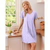 image:imageEkouaer Cotton Nightgowns for Women 3 Pack Short Sleeve Sleepshirts TshirtPurple FlowerPink FloralBlue Floral
