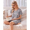 image:imageEkouaer Cotton Nightgowns for Women 3 Pack Short Sleeve Sleepshirts TshirtPurple StarCoffee CupBlue Butterfly