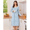 image:imageEkouaer Cotton Nightgowns for Women Long Sleeve Night GownBlue Floral