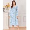 image:imageEkouaer Cotton Nightgowns for Women Long Sleeve Night GownBlue Floral