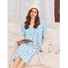 image:imageEkouaer Cotton Nightgowns for Women Long Sleeve Night GownBlue Floral