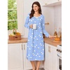 image:imageEkouaer Cotton Nightgowns for Women Long Sleeve Night GownBlue White Bird
