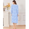 image:imageEkouaer Cotton Nightgowns for Women Long Sleeve Night GownBlue White Bird