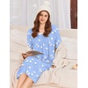 image:imageEkouaer Cotton Nightgowns for Women Long Sleeve Night GownBlue White Bird