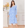 image:imageEkouaer Cotton Nightgowns for Women Long Sleeve Night GownBlue White Bird