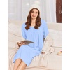 image:imageEkouaer Cotton Nightgowns for Women Long Sleeve Night GownClear Blue