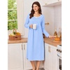 image:imageEkouaer Cotton Nightgowns for Women Long Sleeve Night GownClear Blue