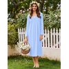 image:imageEkouaer Cotton Nightgowns for Women Long Sleeve Night GownClear Blue