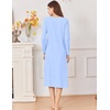 image:imageEkouaer Cotton Nightgowns for Women Long Sleeve Night GownClear Blue