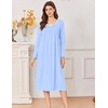 image:imageEkouaer Cotton Nightgowns for Women Long Sleeve Night GownClear Blue