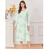 image:imageEkouaer Cotton Nightgowns for Women Long Sleeve Night GownGreen Flower