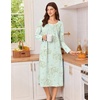 image:imageEkouaer Cotton Nightgowns for Women Long Sleeve Night GownGreen Flower
