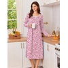 image:imageEkouaer Cotton Nightgowns for Women Long Sleeve Night GownPink Floral
