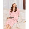 image:imageEkouaer Cotton Nightgowns for Women Long Sleeve Night GownPink White Floral