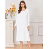 image:imageEkouaer Cotton Nightgowns for Women Long Sleeve Night GownWhite