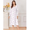 image:imageEkouaer Cotton Nightgowns for Women Long Sleeve Night GownWhite Pink Floral