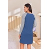 image:imageEkouaer Cotton Nightgowns for Women Long Sleeve Sleepshirts Soft SleepwearBlue