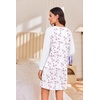 image:imageEkouaer Cotton Nightgowns for Women Long Sleeve Sleepshirts Soft SleepwearFloral Purple White