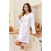 image:imageEkouaer Cotton Nightgowns for Women Long Sleeve Sleepshirts Soft SleepwearFloral Purple White