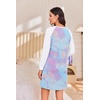 image:imageEkouaer Cotton Nightgowns for Women Long Sleeve Sleepshirts Soft SleepwearTie Dye