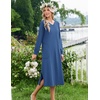 image:imageEkouaer Long Cotton Nightgowns for Women Soft Comfy Sleepshirt with PocketsBlue