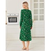 image:imageEkouaer Long Cotton Nightgowns for Women Soft Comfy Sleepshirt with PocketsChristmas Green