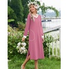 image:imageEkouaer Long Cotton Nightgowns for Women Soft Comfy Sleepshirt with PocketsDark Pink