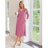 image:imageEkouaer Long Cotton Nightgowns for Women Soft Comfy Sleepshirt with PocketsDark Pink