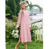 image:imageEkouaer Long Cotton Nightgowns for Women Soft Comfy Sleepshirt with PocketsPink Floral