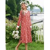 image:imageEkouaer Long Cotton Nightgowns for Women Soft Comfy Sleepshirt with PocketsRed Floral
