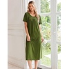 image:imageEkouaer Long Nightgowns for Women Bamboo Viscose Short Sleeve House DressesArmy Green