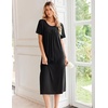 image:imageEkouaer Long Nightgowns for Women Bamboo Viscose Short Sleeve House DressesBlack