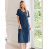 image:imageEkouaer Long Nightgowns for Women Bamboo Viscose Short Sleeve House DressesBlue