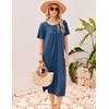 image:imageEkouaer Long Nightgowns for Women Bamboo Viscose Short Sleeve House DressesBlue