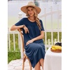 image:imageEkouaer Long Nightgowns for Women Bamboo Viscose Short Sleeve House DressesBlue